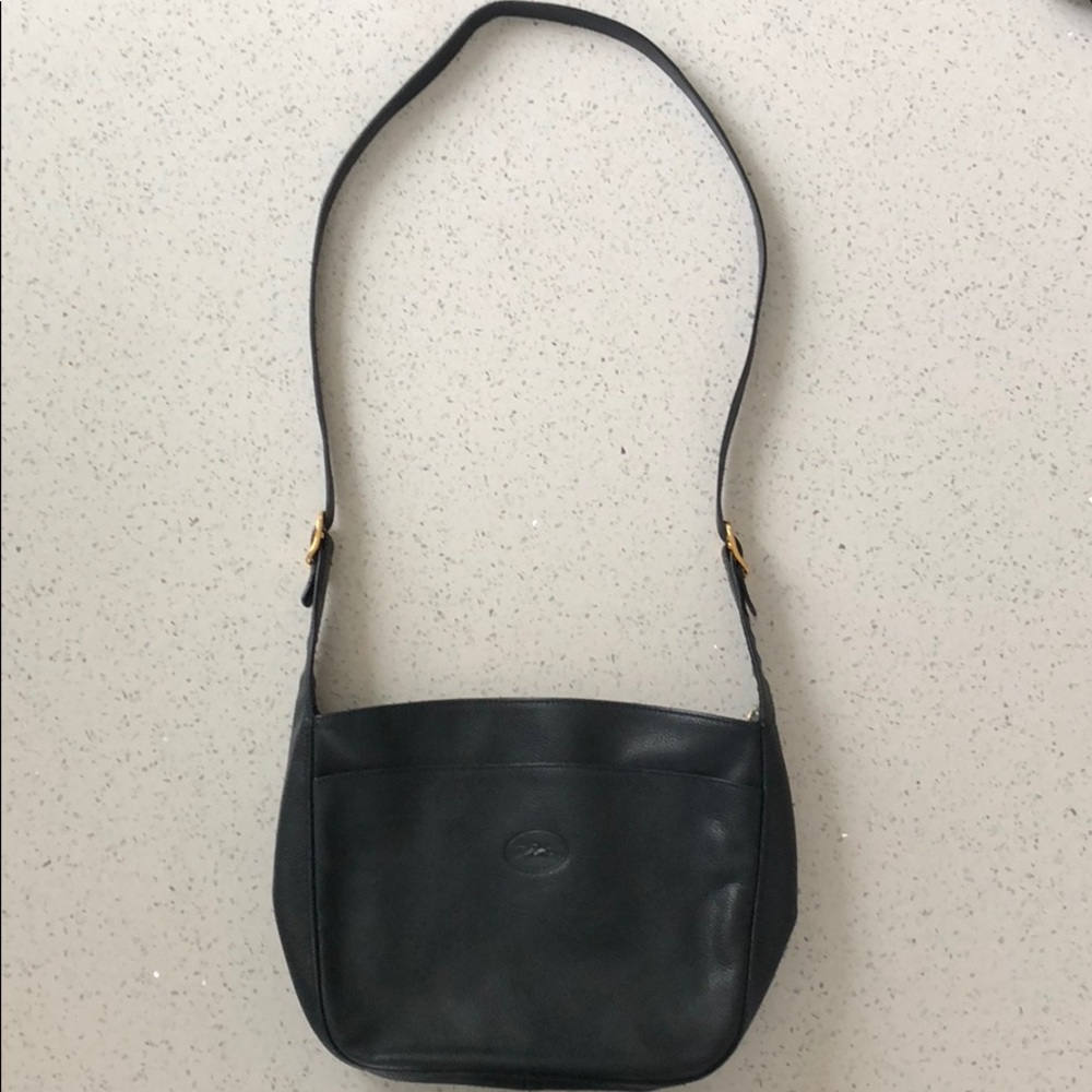 Longchamp Pebble Leather Purse - Navy